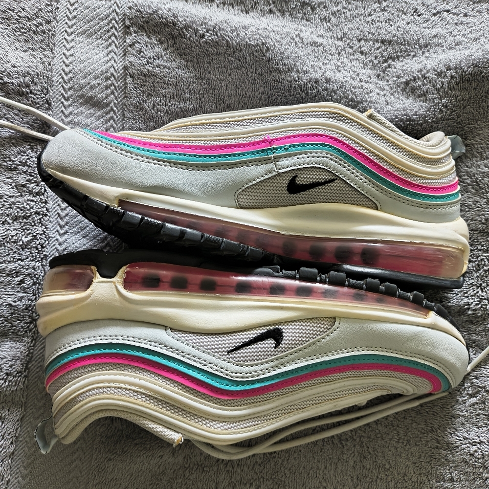 Nike Women's Air Max 97 Pure Platinum Black Pink Prime Sz 8.5 School (Tiny Flaw) - Picture 9 of 14